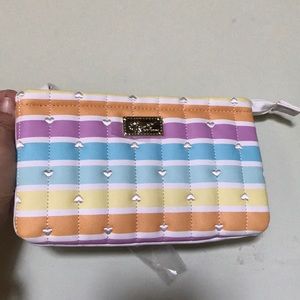 New Betsey Johnson Rainbow Hearts pouch zip wallet